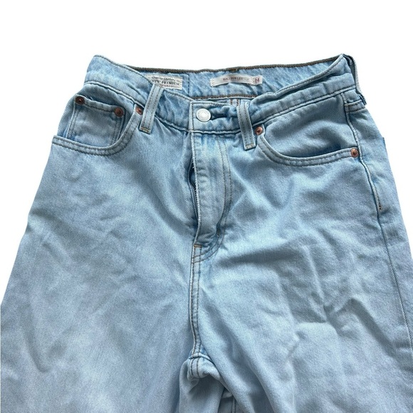 Levi's Premium Balloon Leg Jeans Light Wash Blue High Rise Waist Dad Jokes 24x26 - Picture 5 of 11